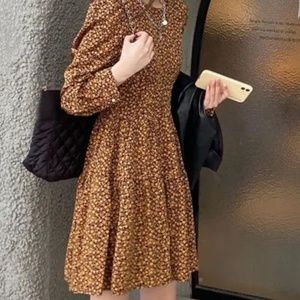 Floral Print Long-Sleeve Mini A-Line Dress
